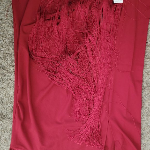 FTF -- Faux Wrap Fringe Skirt & O Ring Crop Top Set - Picture 5 of 9